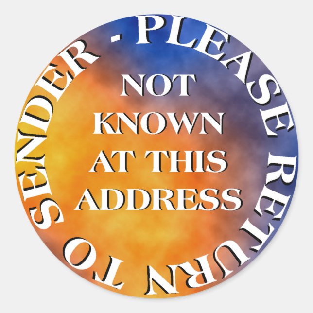 Sticker Rond Non connu à cette adresse (Devant)