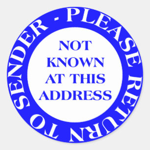 Sticker Rond Non connu à cette adresse - Bleu