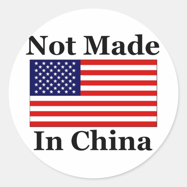 Sticker Rond Non Fait En Chine - Américain (Devant)
