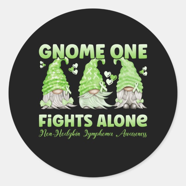Sticker Rond Non Hodgkin Lymphoma Cancer Lime Ribbon Gnome (Devant)