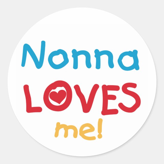 Sticker Rond Nonna aime mes t-shirts et cadeaux (Devant)