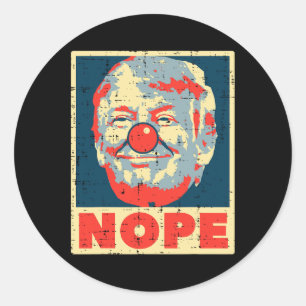 Sticker Rond Nope anti-Trump clown Vintage Retro Impeach Non Do