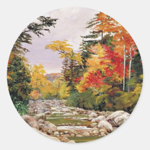 Sticker Rond Nord - Tints d'automne, New Hampshire,