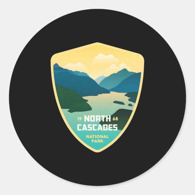 Sticker Rond North Cascades 1968 National Park Tea (Devant)