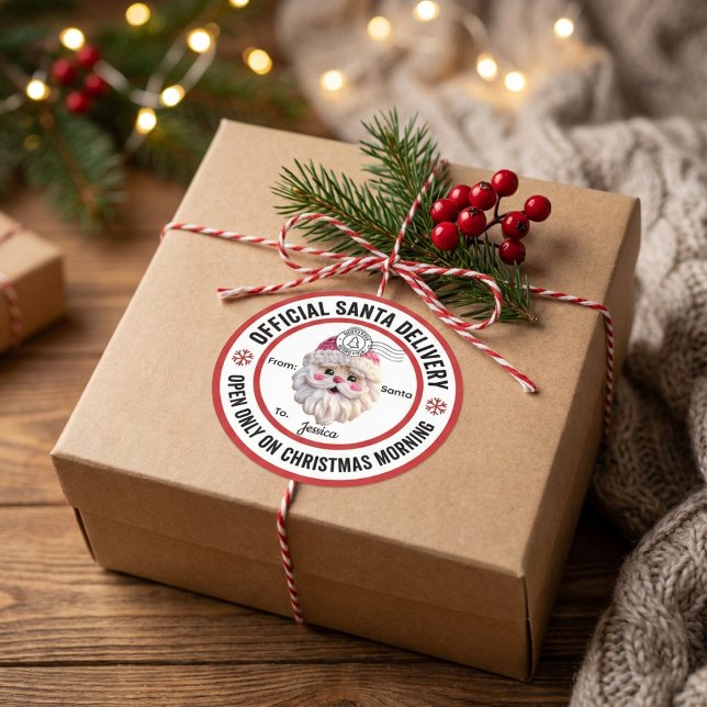 Sticker Rond North Pole Santa Delivery Personalized Christmas (Créateur téléchargé)