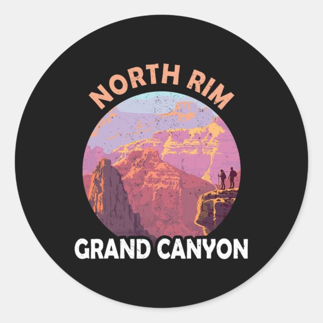 Sticker Rond North Rim Grand Canyon I Hiked The Grand Canyon Ou (Devant)