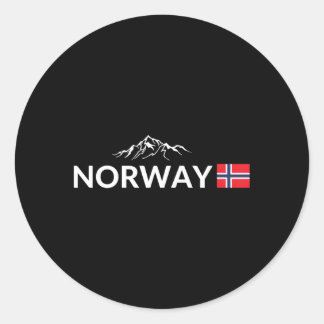 Sticker Rond Norvège Drapeau Montagne Extérieur Voyage En Norvè