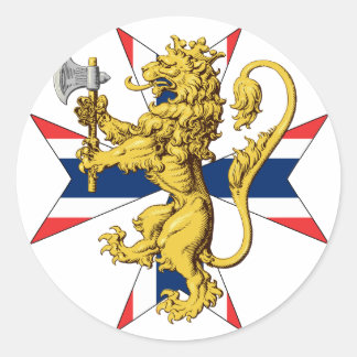 Sticker Rond Norvège Lion Cross Norwegian Drapeau