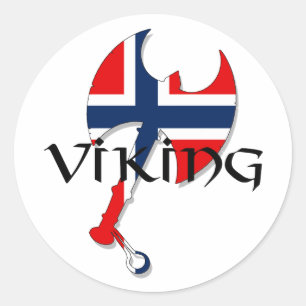 Sticker Rond Norvégien Norge Norvège Drapeau Ax