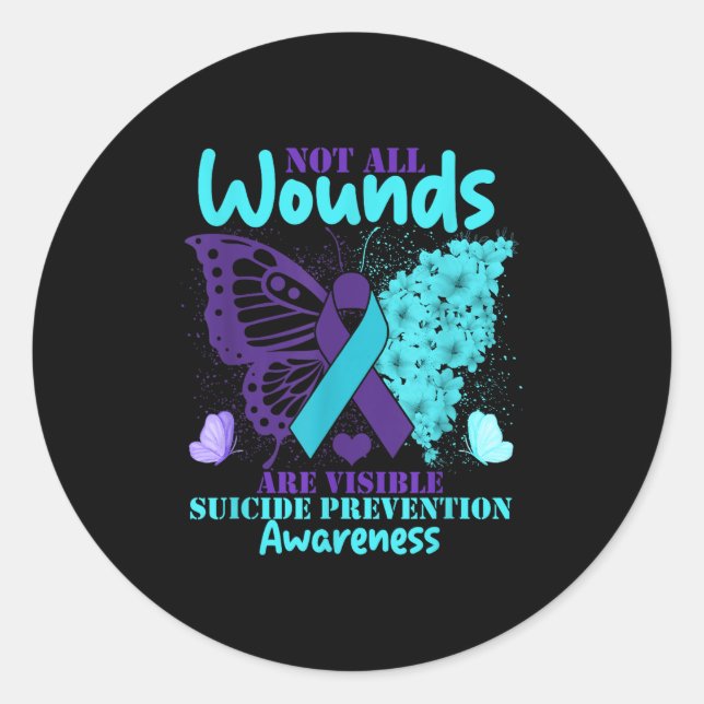 Sticker Rond Not All Wounds Are Visible Suicide Awareness  (Devant)