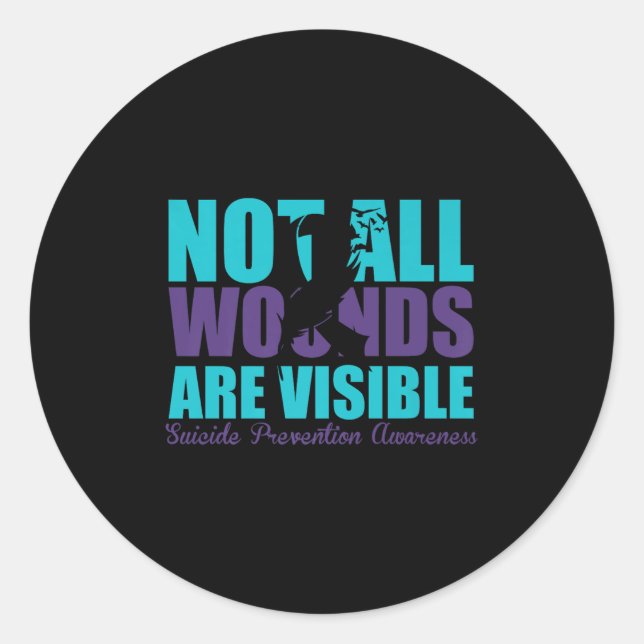 Sticker Rond Not All Wounds Are Visible Suicide Prevention Awar (Devant)