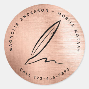 Sticker Rond Notaire mobile Chic Rose Gold Quill