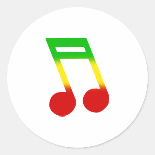 Sticker Rond Note de musique Rasta