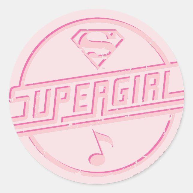 Sticker Rond Note de musique rose Supergirl (Devant)