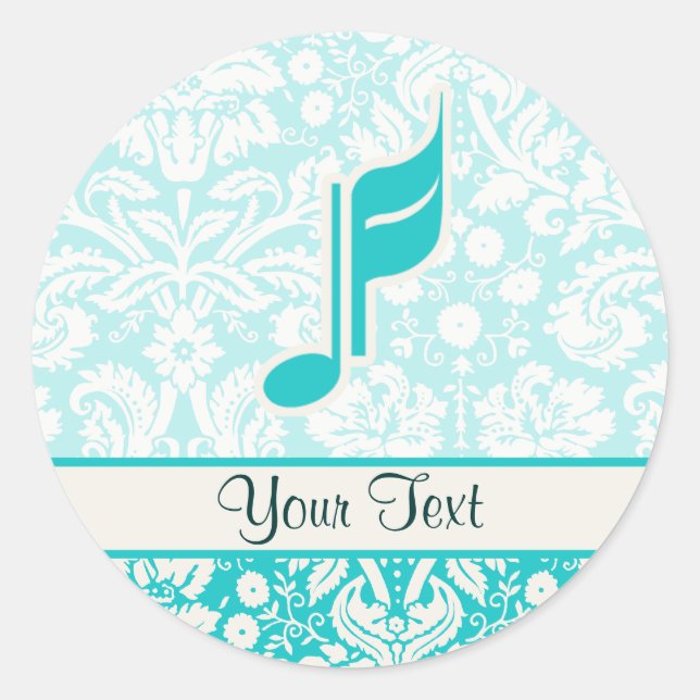 Sticker Rond Note de musique turquoise (Devant)
