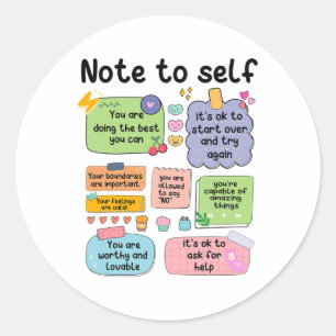 Sticker Rond Note : Psychologue De L'École D'Autosanté Mentale 