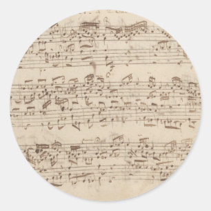 Sticker Rond Notes de musique ancienne - Feuille de musique Bac