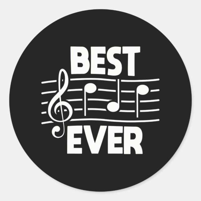 Sticker Rond Notes de musique de meilleur papa Ever Daddy Music (Devant)