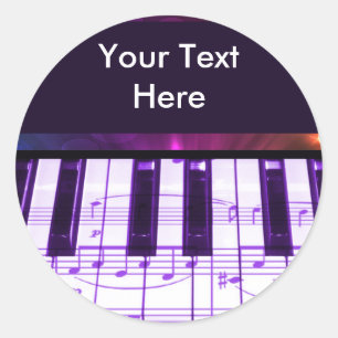 Sticker Rond Notes de musique et clavier de grand piano coloré