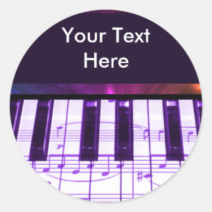 Sticker Rond Notes de musique et clavier de grand piano coloré