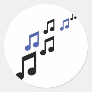 Sticker Rond notes de musique noire bleue