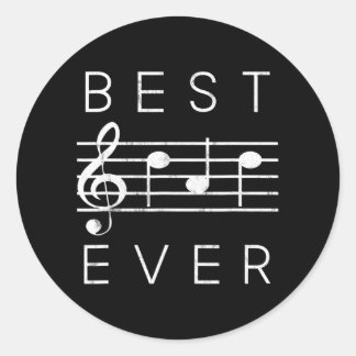 Sticker Rond Notes musicales de Best Dad Ever Funny Fête des pè