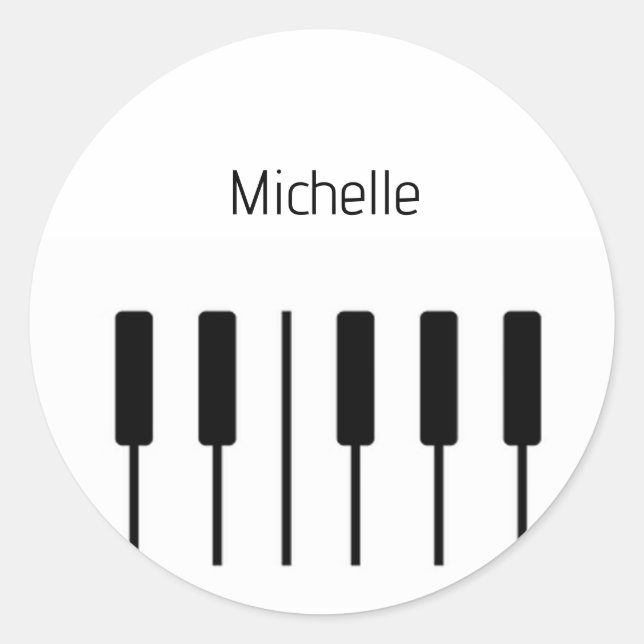 Sticker Rond Notes musicales et touches de piano Noir et Or (Devant)