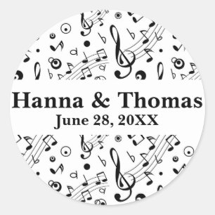 Sticker Rond Notes musicales Mariage musical