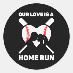 Sticker Rond Notre Amour Est Un Mariage De Baseball À Domicile 