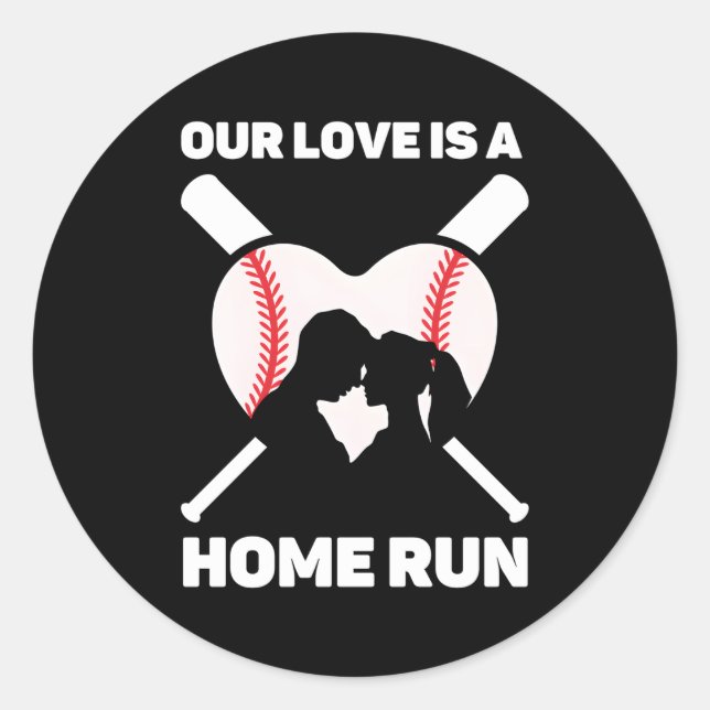Sticker Rond Notre Amour Est Un Mariage De Baseball À Domicile  (Devant)