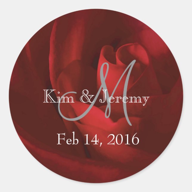 Sticker Rond Notre amour romantique Sauvez la date (Devant)