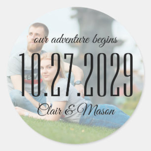 Sticker Rond Notre Aventure Commence Photo Enregistrer Le Stick