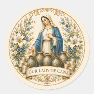 Sticker Rond Notre-Dame de Cana Mariage Catholique