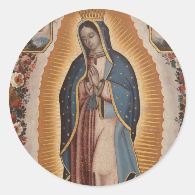 Sticker Rond Notre-Dame de Guadalupe Catholique Mexique (Devant)