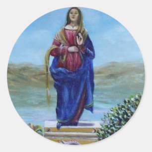 Sticker Rond NOTRE DAME DE LA LUMIÈRE Vierge de l'Immaculée Con