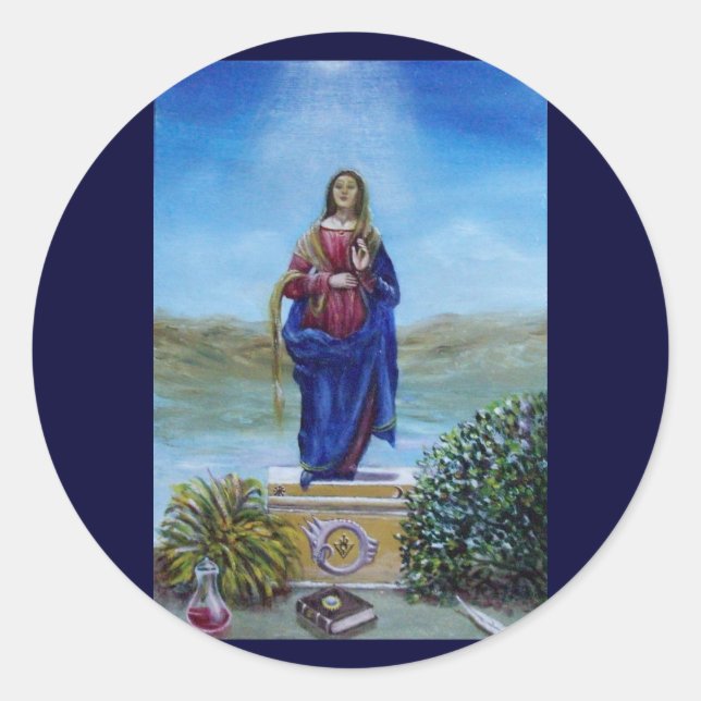Sticker Rond NOTRE DAME DE LA LUMIÈRE Vierge de l'Immaculée Con (Devant)
