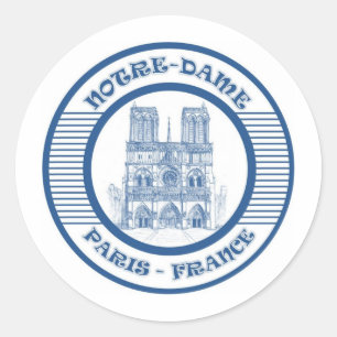 STICKER ROND NOTRE-DAME PARIS BLUE