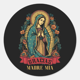 Sticker Rond Notre Dame Virgen De Guadalupe Vierge Marie Gracia