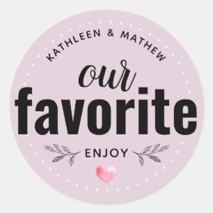 Sticker Rond Notre Favori Cadeau de Mariage    Rose Fumé