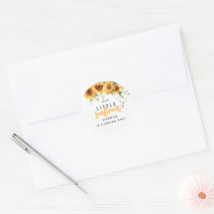 Sticker Rond Notre fête d'anniversaire de la petite tournesol