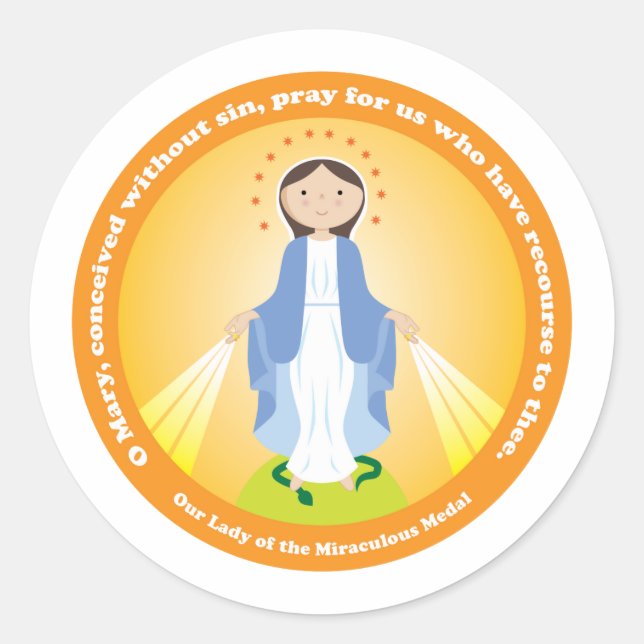 Sticker Rond Notre Madame de la médaille miraculeuse (Devant)