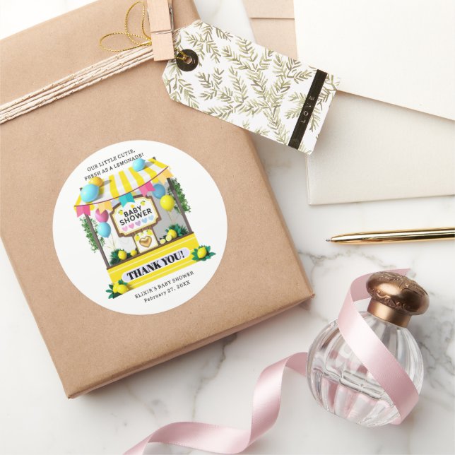 Sticker Rond Notre Petit Baby shower À Citronade Cutie (Cadeaux)
