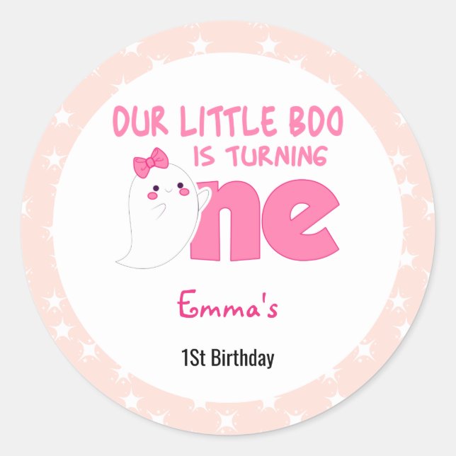 Sticker Rond Notre Petit Boo Turner Un, Halloween 1Er Anniversa (Devant)