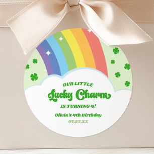 Sticker Rond Notre Petit Charme Chanceux Rainbow Birthday Party