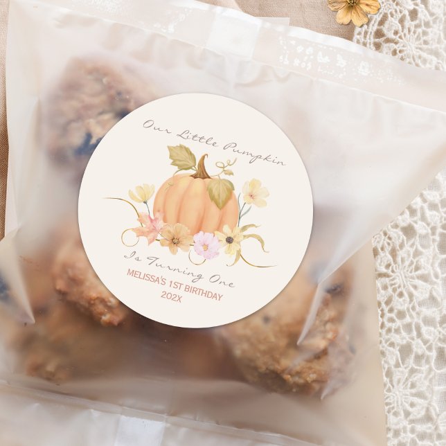 Sticker Rond Notre Petit Citrouille Floral Anniversaire (Créateur téléchargé)