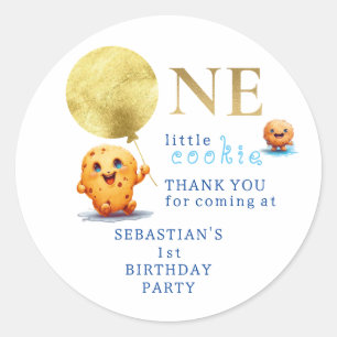 Sticker Rond Notre Petit Cookie Tourne Un Mignet 1Er Anniversai