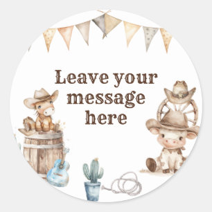 Sticker Rond Notre Petit Cowboy Wild West Aimez Votre Message