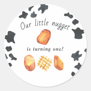Sticker Rond Notre Petit Nugget devient un Anniversaire de enfa