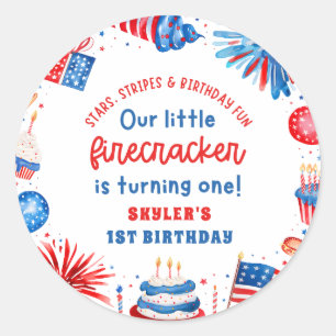 Sticker Rond Notre petit pétard 4 juillet 1er anniversaire