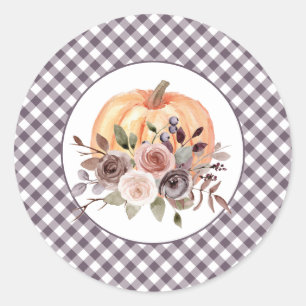 Sticker Rond Notre petite citrouille automne floral premier ann